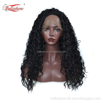 Hot sell wholesale black small curly long curly hair lady wig  cheap lace front wig black long curly hair wigs